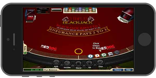 Blackjack 1 del casino Red Dog